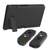 PlayVital Black Protective Case for NS Switch, Soft TPU Slim Case Cover for NS Switch Joy-Con Console with Colorful ABXY Direction Button Caps - NTU6006G2