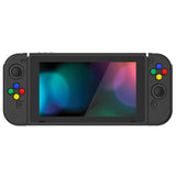 PlayVital Black Protective Case for NS Switch, Soft TPU Slim Case Cover for NS Switch Joy-Con Console with Colorful ABXY Direction Button Caps - NTU6006G2