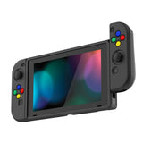 PlayVital Black Protective Case for NS Switch, Soft TPU Slim Case Cover for NS Switch Joy-Con Console with Colorful ABXY Direction Button Caps - NTU6006G2