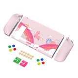 PlayVital Candy Rainbow Unicorn Protective Case for NS Switch, Soft TPU Slim Case Cover for NS Switch Joy-Con Console with Colorful ABXY Direction Button Caps - NTU6010G2