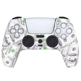 PlayVital Water Transfer Printing Carving Skull Patterned Anti-Slip Silicone Cover Skin Soft Rubber Case Protector for PS5 Controller with 6 Thumb Grip Caps - 100 Cash Money Dollar - KOPF035