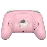 PlayVital Cherry Blossoms Kitten Silicone Cover for Nintendo Switch 2 Pro Controller, Cute Protective Skin Case for Switch 2 Pro Controller with Back Button Cap & Thumb Grip & Sticker - Pink - HANPTP001
