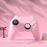 PlayVital Cherry Blossoms Kitten Silicone Cover for Nintendo Switch 2 Pro Controller, Cute Protective Skin Case for Switch 2 Pro Controller with Back Button Cap & Thumb Grip & Sticker - Pink - HANPTP001