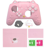 PlayVital Cherry Blossoms Kitten Silicone Cover for Nintendo Switch 2 Pro Controller, Cute Protective Skin Case for Switch 2 Pro Controller with Back Button Cap & Thumb Grip & Sticker - Pink - HANPTP001