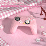 PlayVital Cherry Blossoms Kitten Silicone Cover for Nintendo Switch 2 Pro Controller, Cute Protective Skin Case for Switch 2 Pro Controller with Back Button Cap & Thumb Grip & Sticker - Pink - HANPTP001