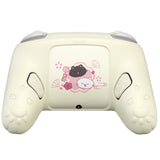 PlayVital Cherry Blossoms Kitten Silicone Cover for Nintendo Switch 2 Pro Controller, Cute Protective Skin Case for Switch 2 Pro Controller with Back Button Cap & Thumb Grip & Sticker - Antique Yellow - HANPTP002