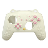 PlayVital Cherry Blossoms Kitten Silicone Cover for Nintendo Switch 2 Pro Controller, Cute Protective Skin Case for Switch 2 Pro Controller with Back Button Cap & Thumb Grip & Sticker - Antique Yellow - HANPTP002