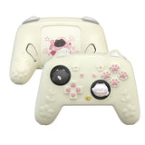 PlayVital Cherry Blossoms Kitten Silicone Cover for Nintendo Switch 2 Pro Controller, Cute Protective Skin Case for Switch 2 Pro Controller with Back Button Cap & Thumb Grip & Sticker - Antique Yellow - HANPTP002