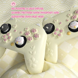 PlayVital Cherry Blossoms Kitten Silicone Cover for Nintendo Switch 2 Pro Controller, Cute Protective Skin Case for Switch 2 Pro Controller with Back Button Cap & Thumb Grip & Sticker - Antique Yellow - HANPTP002
