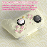 PlayVital Cherry Blossoms Kitten Silicone Cover for Nintendo Switch 2 Pro Controller, Cute Protective Skin Case for Switch 2 Pro Controller with Back Button Cap & Thumb Grip & Sticker - Antique Yellow - HANPTP002