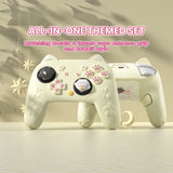 PlayVital Cherry Blossoms Kitten Silicone Cover for Nintendo Switch 2 Pro Controller, Cute Protective Skin Case for Switch 2 Pro Controller with Back Button Cap & Thumb Grip & Sticker - Antique Yellow - HANPTP002