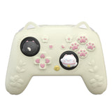 PlayVital Cherry Blossoms Kitten Silicone Cover for Nintendo Switch 2 Pro Controller, Cute Protective Skin Case for Switch 2 Pro Controller with Back Button Cap & Thumb Grip & Sticker - Antique Yellow - HANPTP002