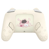 PlayVital Cherry Blossoms Kitten Silicone Cover for Nintendo Switch 2 Pro Controller, Cute Protective Skin Case for Switch 2 Pro Controller with Back Button Cap & Thumb Grip & Sticker - Antique Yellow - HANPTP002