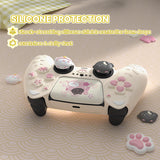 PlayVital Cherry Blossoms Kitten Silicone Cover for PS5 Controller, Anti-slip Grip Skin with Thumb Grip & Sticker, Soft Rubber Protector for PS5 Controller Accessories - Antique Yellow - PQHPFP002