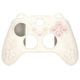 PlayVital Cherry Blossoms Kitten Silicone Cover for Xbox Series X/S, Soft Rubber Cover for Xbox Core Wireless Controller, Anti-slip Grip Protector with Thumb Grips & Sticker - Antique Yellow - HPJX3P001