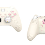 PlayVital Cherry Blossoms Kitten Silicone Cover for Xbox Series X/S, Soft Rubber Cover for Xbox Core Wireless Controller, Anti-slip Grip Protector with Thumb Grips & Sticker - Antique Yellow - HPJX3P001
