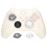 PlayVital Cherry Blossoms Kitten Silicone Cover for Xbox Series X/S, Soft Rubber Cover for Xbox Core Wireless Controller, Anti-slip Grip Protector with Thumb Grips & Sticker - Antique Yellow - HPJX3P001
