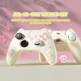 PlayVital Cherry Blossoms Kitten Silicone Cover for Xbox Series X/S, Soft Rubber Cover for Xbox Core Wireless Controller, Anti-slip Grip Protector with Thumb Grips & Sticker - Antique Yellow - HPJX3P001