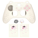 PlayVital Cherry Blossoms Kitten Silicone Cover for Xbox Series X/S, Soft Rubber Cover for Xbox Core Wireless Controller, Anti-slip Grip Protector with Thumb Grips & Sticker - Antique Yellow - HPJX3P001