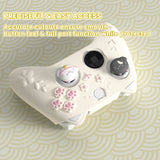 PlayVital Cherry Blossoms Kitten Silicone Cover for Xbox Series X/S, Soft Rubber Cover for Xbox Core Wireless Controller, Anti-slip Grip Protector with Thumb Grips & Sticker - Antique Yellow - HPJX3P001
