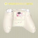 PlayVital Cherry Blossoms Kitten Silicone Cover for Xbox Series X/S, Soft Rubber Cover for Xbox Core Wireless Controller, Anti-slip Grip Protector with Thumb Grips & Sticker - Antique Yellow - HPJX3P001