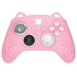 PlayVital Cherry Blossoms Kitten Silicone Cover for Xbox Series X/S, Soft Rubber Cover for Xbox Core Wireless Controller, Anti-slip Grip Protector with Thumb Grips & Sticker - Pink - HPJX3P002