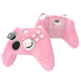 PlayVital Cherry Blossoms Kitten Silicone Cover for Xbox Series X/S, Soft Rubber Cover for Xbox Core Wireless Controller, Anti-slip Grip Protector with Thumb Grips & Sticker - Pink - HPJX3P002