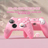 PlayVital Cherry Blossoms Kitten Silicone Cover for Xbox Series X/S, Soft Rubber Cover for Xbox Core Wireless Controller, Anti-slip Grip Protector with Thumb Grips & Sticker - Pink - HPJX3P002
