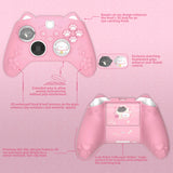 PlayVital Cherry Blossoms Kitten Silicone Cover for Xbox Series X/S, Soft Rubber Cover for Xbox Core Wireless Controller, Anti-slip Grip Protector with Thumb Grips & Sticker - Pink - HPJX3P002