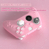 PlayVital Cherry Blossoms Kitten Silicone Cover for Xbox Series X/S, Soft Rubber Cover for Xbox Core Wireless Controller, Anti-slip Grip Protector with Thumb Grips & Sticker - Pink - HPJX3P002