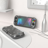 PlayVital Clear Glitter Silver Hard Protective Case for Nintendo Switch Lite, Glossy Ergonomic Hard Grip Cover - Shock-absorbent Anti-Scratch Shell Case with Screen Protector & Thumb Grips & Button Caps - LGKNLM002