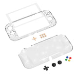 PlayVital Clear Glitter Silver Hard Protective Case for Nintendo Switch Lite, Glossy Ergonomic Hard Grip Cover - Shock-absorbent Anti-Scratch Shell Case with Screen Protector & Thumb Grips & Button Caps - LGKNLM002