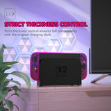 PlayVital Clear Series Protective Case for Nintendo Switch 2, Anti-Scratches Hard Shell Dockable Grip Cover with Extra Foldable Stand & Thumb Grips for Nintendo Switch 2 - Clear Atomic Purple Rose Red - EXVNTP001