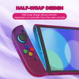 PlayVital Clear Series Protective Case for Nintendo Switch 2, Anti-Scratches Hard Shell Dockable Grip Cover with Extra Foldable Stand & Thumb Grips for Nintendo Switch 2 - Clear Atomic Purple Rose Red - EXVNTP001