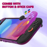 PlayVital Clear Series Protective Case for Nintendo Switch 2, Anti-Scratches Hard Shell Dockable Grip Cover with Extra Foldable Stand & Thumb Grips for Nintendo Switch 2 - Clear Atomic Purple Rose Red - EXVNTP001