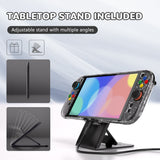 PlayVital Clear Series Protective Case for Nintendo Switch 2, Anti-Scratches Hard Shell Dockable Grip Cover with Extra Foldable Stand & Thumb Grips for Nintendo Switch 2 - Clear Glitter Silver - EXVNTM002