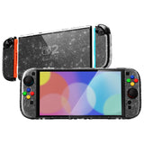 PlayVital Clear Series Protective Case for Nintendo Switch 2, Anti-Scratches Hard Shell Dockable Grip Cover with Extra Foldable Stand & Thumb Grips for Nintendo Switch 2 - Clear Glitter Silver - EXVNTM002