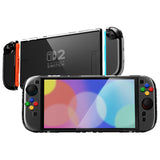 PlayVital Clear Series Protective Case for Nintendo Switch 2, Anti-Scratches Hard Shell Dockable Grip Cover with Extra Foldable Stand & Thumb Grips for Nintendo Switch 2 - Transparent - EXVNTM001