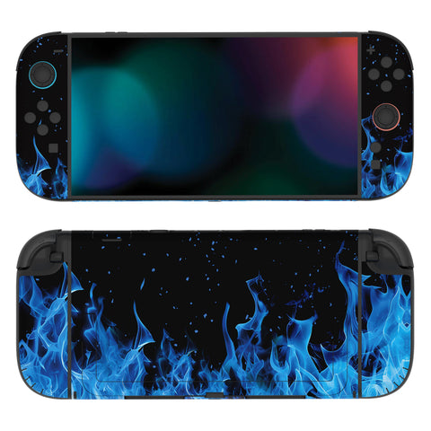 PlayVital for Nintendo Switch 2 Skin Full Set (2-Pack) - Protective Vinyl Decal Stickers for Switch 2 Console, Joycons, Handle Grips & Dock | No Residue, Anti-Scratch - Blue Flame - YUDNT006