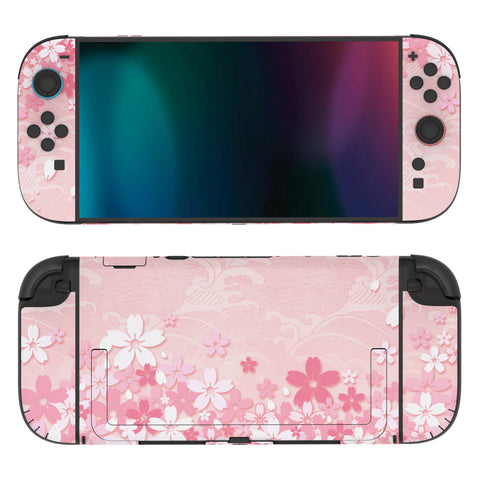 PlayVital for Nintendo Switch 2 Skin Full Set (2-Pack) - Protective Vinyl Decal Stickers for Switch 2 Console, Joycons, Handle Grips & Dock | No Residue, Anti-Scratch - Cherry Blossoms Petals - YUDNT011