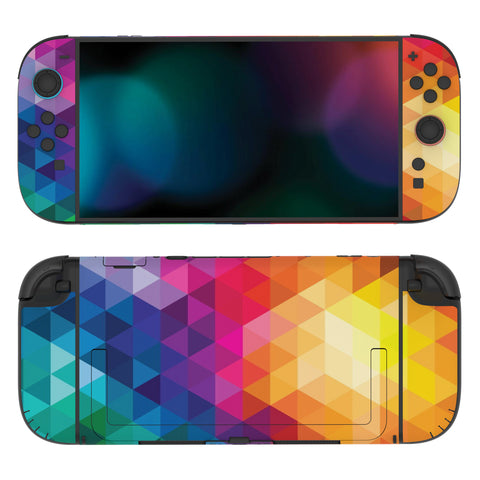 PlayVital for Nintendo Switch 2 Skin Full Set (2-Pack) - Protective Vinyl Decal Stickers for Switch 2 Console, Joycons, Handle Grips & Dock | No Residue, Anti-Scratch - Colorful Triangle - YUDNT013