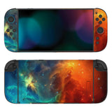 PlayVital for Nintendo Switch 2 Skin Full Set (2-Pack) - Protective Vinyl Decal Stickers for Switch 2 Console, Joycons, Handle Grips & Dock | No Residue, Anti-Scratch - Orange Star Universe - YUDNT015
