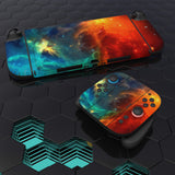 PlayVital for Nintendo Switch 2 Skin Full Set (2-Pack) - Protective Vinyl Decal Stickers for Switch 2 Console, Joycons, Handle Grips & Dock | No Residue, Anti-Scratch - Orange Star Universe - YUDNT015
