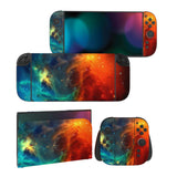 PlayVital for Nintendo Switch 2 Skin Full Set (2-Pack) - Protective Vinyl Decal Stickers for Switch 2 Console, Joycons, Handle Grips & Dock | No Residue, Anti-Scratch - Orange Star Universe - YUDNT015