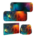 PlayVital for Nintendo Switch 2 Skin Full Set (2-Pack) - Protective Vinyl Decal Stickers for Switch 2 Console, Joycons, Handle Grips & Dock | No Residue, Anti-Scratch - Orange Star Universe - YUDNT015