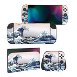 PlayVital for Nintendo Switch 2 Skin Full Set (2-Pack) - Protective Vinyl Decal Stickers for Switch 2 Console, Joycons, Handle Grips & Dock | No Residue, Anti-Scratch - The Great Wave - YUDNT012