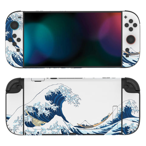 PlayVital for Nintendo Switch 2 Skin Full Set (2-Pack) - Protective Vinyl Decal Stickers for Switch 2 Console, Joycons, Handle Grips & Dock | No Residue, Anti-Scratch - The Great Wave off Kanagawa - YUDNT005