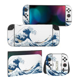PlayVital for Nintendo Switch 2 Skin Full Set (2-Pack) - Protective Vinyl Decal Stickers for Switch 2 Console, Joycons, Handle Grips & Dock | No Residue, Anti-Scratch - The Great Wave off Kanagawa - YUDNT005