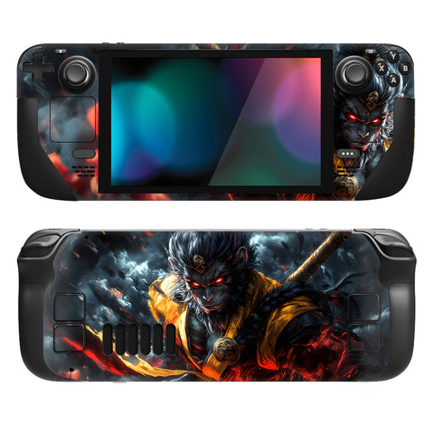 PlayVital Full Set Protective Skin Decal for Steam Deck LCD, Custom Stickers Viny Cover for Steam Deck OLED - Cloudstorm Wukong - SDTM107