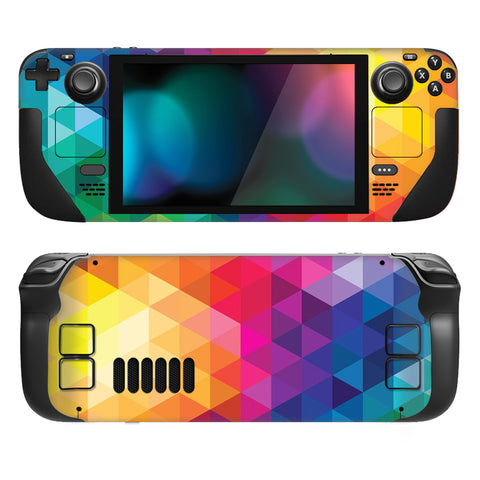 PlayVital Full Set Protective Skin Decal for Steam Deck LCD, Custom Stickers Vinyl Cover for Steam Deck OLED - Colorful Triangle - SDTM002G2